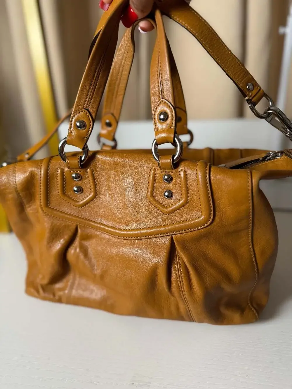 Coach Ashley Leather Satchel in Sunflower Yellow